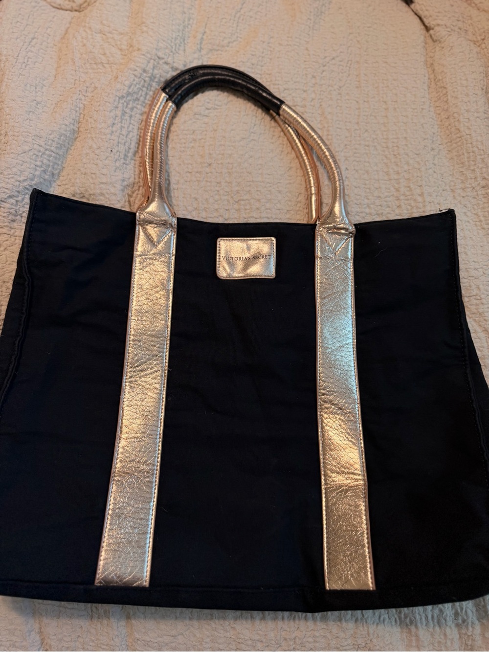 Victoria's Secret Black Tote with Gold Handles
